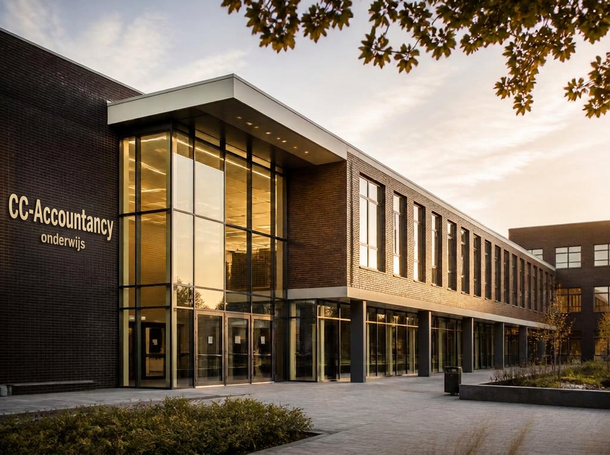 Modern gebouw van een Nederlandse school voor voortgezet onderwijs